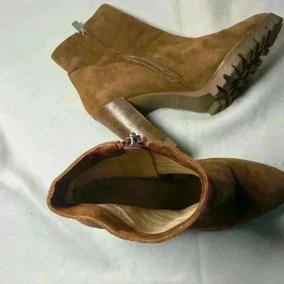 The KOOPLES 40 Sz 9.5 Suede Tan Boots Heeled Platform Made In Portugal - Picture 7 of 10